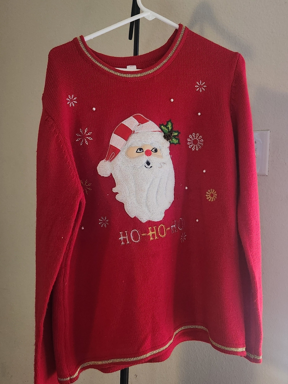 Source Unknown Red Santa Face Holiday Sweater